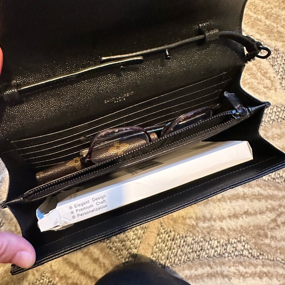 YSL Monogram Large Wallet on chain in Grained Leatherr - Picture 12 of 15